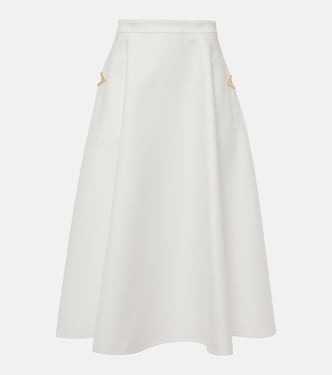 VGold cotton gabardine midi skirt | Valentino