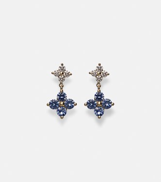 Boucles d'oreilles Luckiest Clover en or 10 ct, saphir et diamant | Stone and Strand