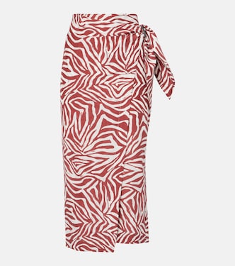 Printed cotton and silk wrap skirt | Brunello Cucinelli