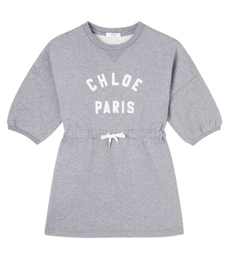 Logo cotton fleece dress | Chloé Kids