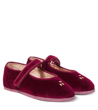 Ellaro embroidered velvet Mary Jane flats | Bonpoint