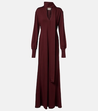 Scarf-detail cotton maxi dress | Plan C