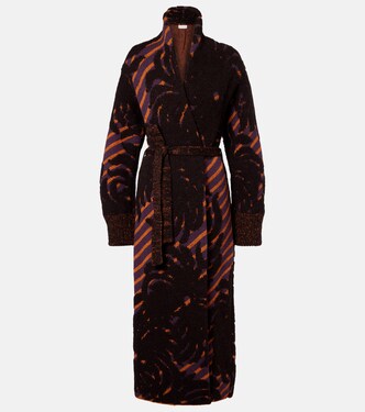 Wool and alpaca-blend jacquard wrap coat | Dries Van Noten
