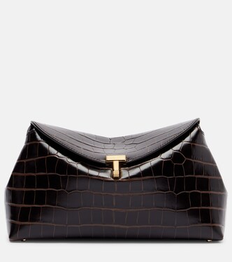 T-Lock croc-effect leather clutch | Toteme
