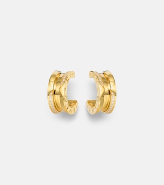 B.zero1 18kt gold hoop earrings with diamonds | Bvlgari