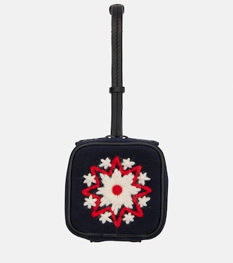 Embroidered leather-trimmed clutch | Moncler