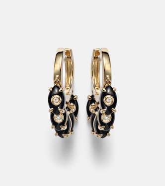 14kt gold (585/1000) hoop earrings with onyx and diamonds | Sydney Evan