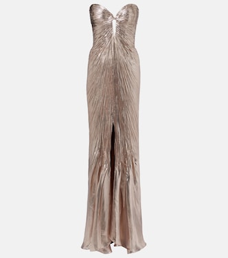 Mirren silk-blend chiffon bustier gown | Maria Lucia Hohan