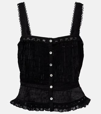 Berry lace-trimmed cotton top | Poupette St Barth