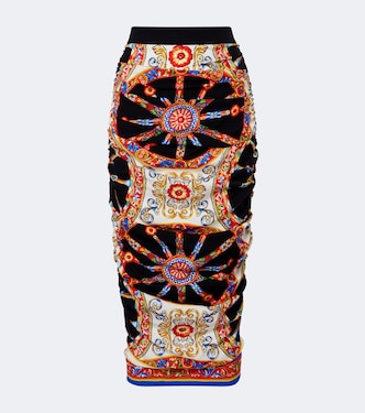 Jupe midi Caretto en soie mélangée | Dolce&Gabbana