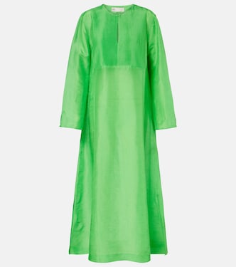 Pleated linen and silk kaftan | Tory Burch
