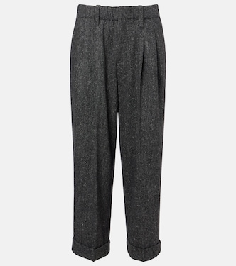 Pleated wool-blend tapered pants | Brunello Cucinelli
