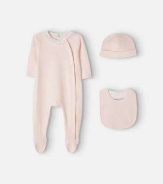 婴幼儿 — 棉质连身衣、帽子与围兜套装 | Chloé Kids