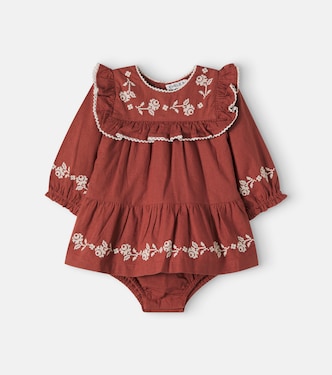Baby floral embroidered cotton romper | Emile et Ida