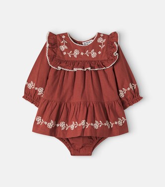 Baby floral embroidered cotton romper | Emile et Ida