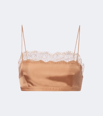 Leiko lace-trimmed silk twill crop top | Ulla Johnson