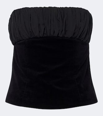 Dean ruched cotton velvet strapless top | Posse