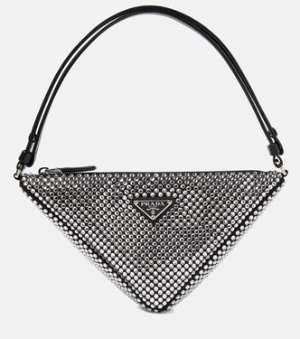 Triangle embellished satin pouch | Prada