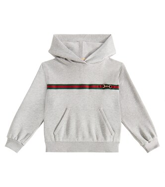 Web horsebit embellished cotton hoodie | Gucci Kids
