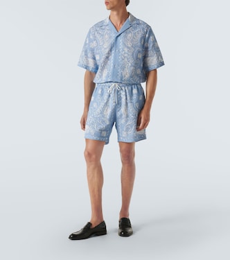 Bandana cotton-blend shorts in blue - Amiri | Mytheresa