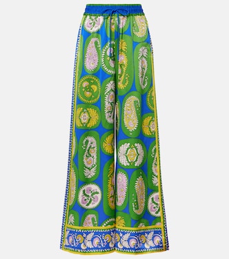 Pantalon ample imprimé en satin de soie | Alémais