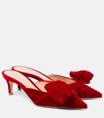 55 bow-detail velvet mules | Gianvito Rossi