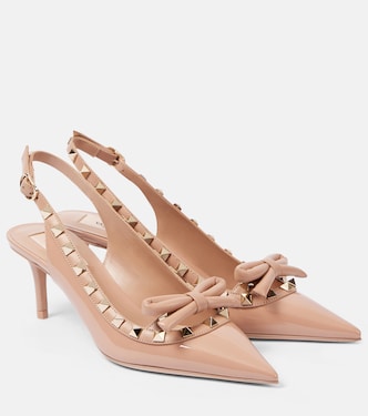 Rockstud 60 patent leather slingback pumps | Valentino Garavani