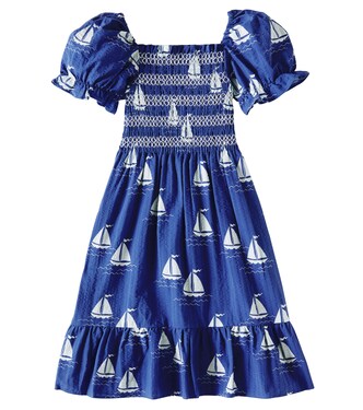 Sailing Boats smocked cotton dress | Mini Rodini