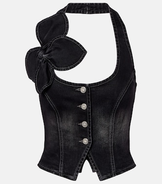 Bow-detail denim top | Area