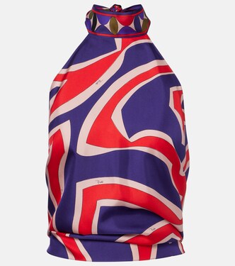 Labirinto halterneck silk satin top | Pucci