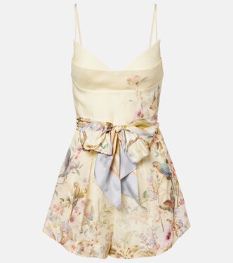 Rebellion floral linen and silk romper | Zimmermann