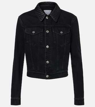 Intrecciato leather-trimmed denim jacket | Bottega Veneta