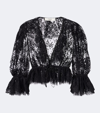 Semi-sheer cotton-blend lace blouse | Chloé