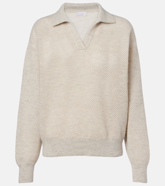 Open-knit polo sweater | Brunello Cucinelli