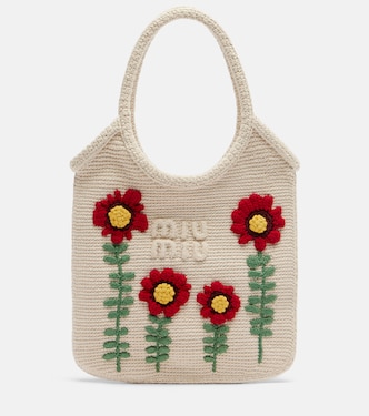 Ivy embroidered crochet tote bag | Miu Miu