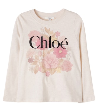 Logo floral cotton jersey T-shirt | Chloé Kids