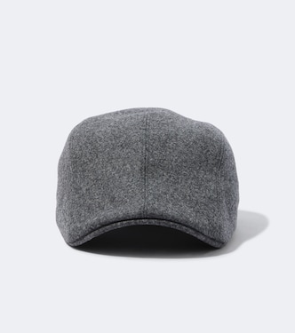 Leather-trimmed virgin wool flat cap | Brunello Cucinelli