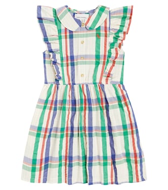 Checked ruffle-trimmed cotton dress | Bobo Choses