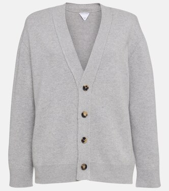 Leather-trimmed cashmere-blend cardigan | Bottega Veneta