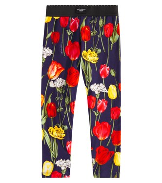 Floral cotton-blend leggings | Dolce&Gabbana Kids