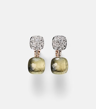 Nudo 18kt rose and white gold earrings with prasiolites and diamonds | Pomellato
