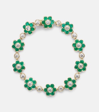 Bracelet Flora en or 18 ct, émeraudes et diamants | Anita Ko