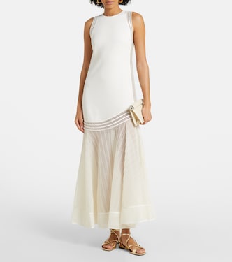 simkhai daniella ruffled midi dress SIMKHAI Daniella Midi Dress in Pink
