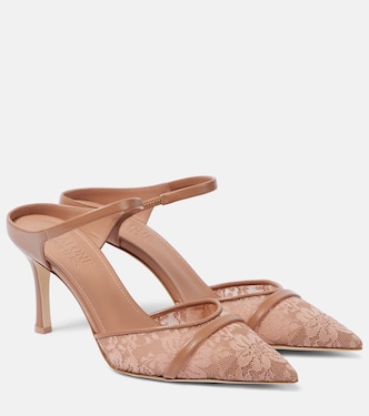 Uma 80 leather-trimmed lace mules | Malone Souliers