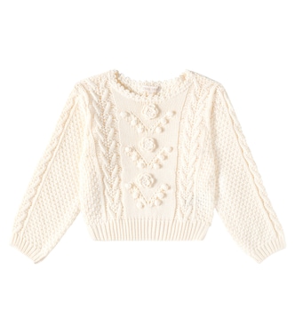 Vinala floral-appliqué cotton sweater | Louise Misha