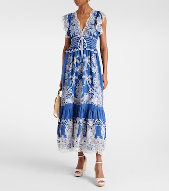 BLUE Romantic Richelieu LENZING ECOVERO Euroflax Maxi Dress BLUE / L