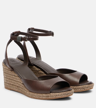Leather espadrille wedges | Brunello Cucinelli