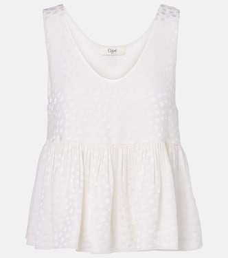 Polka-dot peplum silk top | Chloé