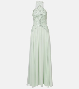Abito lungo in misto seta con paillettes | Elie Saab