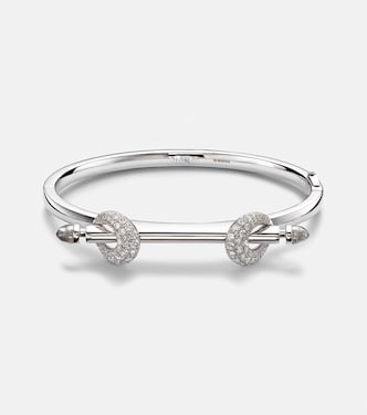 Chakra Icon 18kt white gold bracelet with diamonds and quartz | Ananya